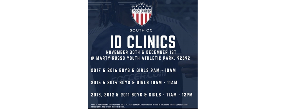 AYSO United ID Clinic for AYSO Players ONLY